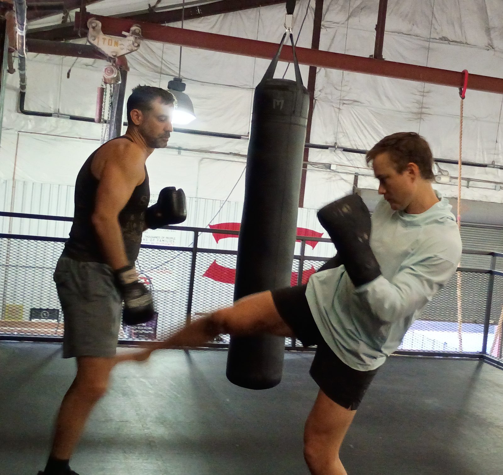 Muay Thai kick and pad work at OPTML Performance